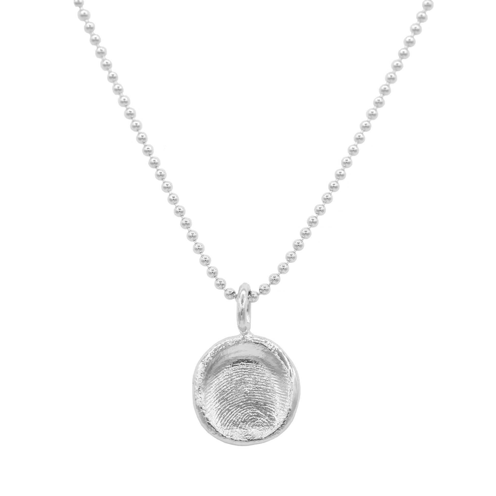 Ball Chain Fingerprint Necklace in sterling silver