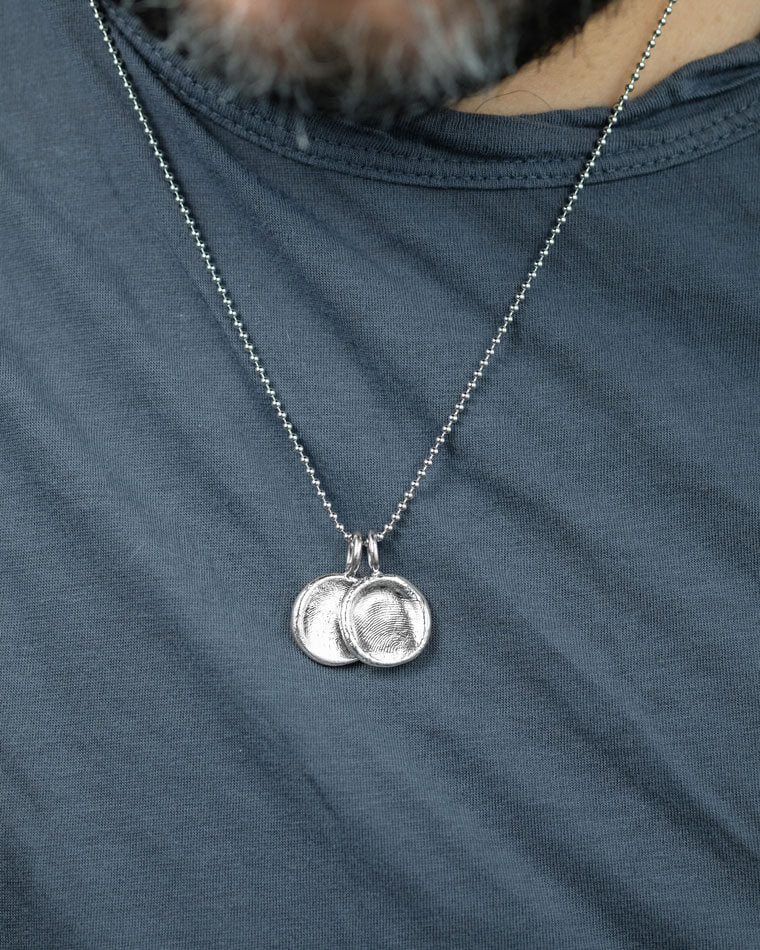 Ball Chain Fingerprint Necklace in sterling silver