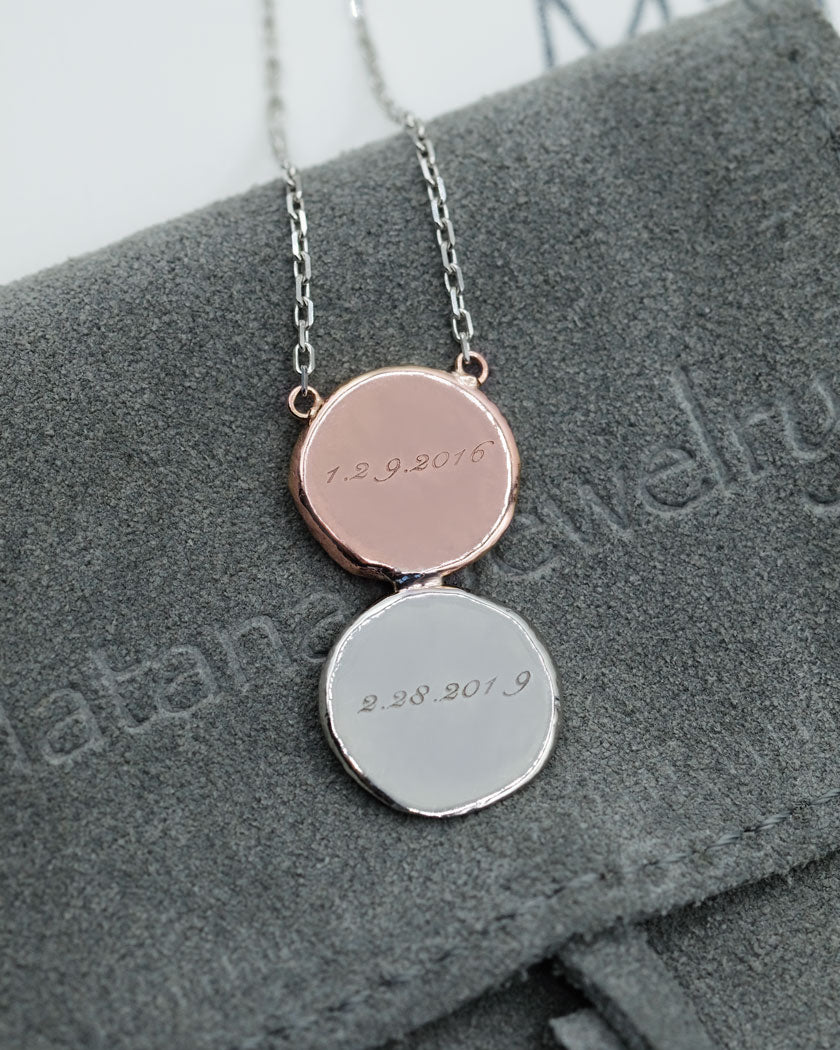 Double Fingerprint Necklace in solid gold