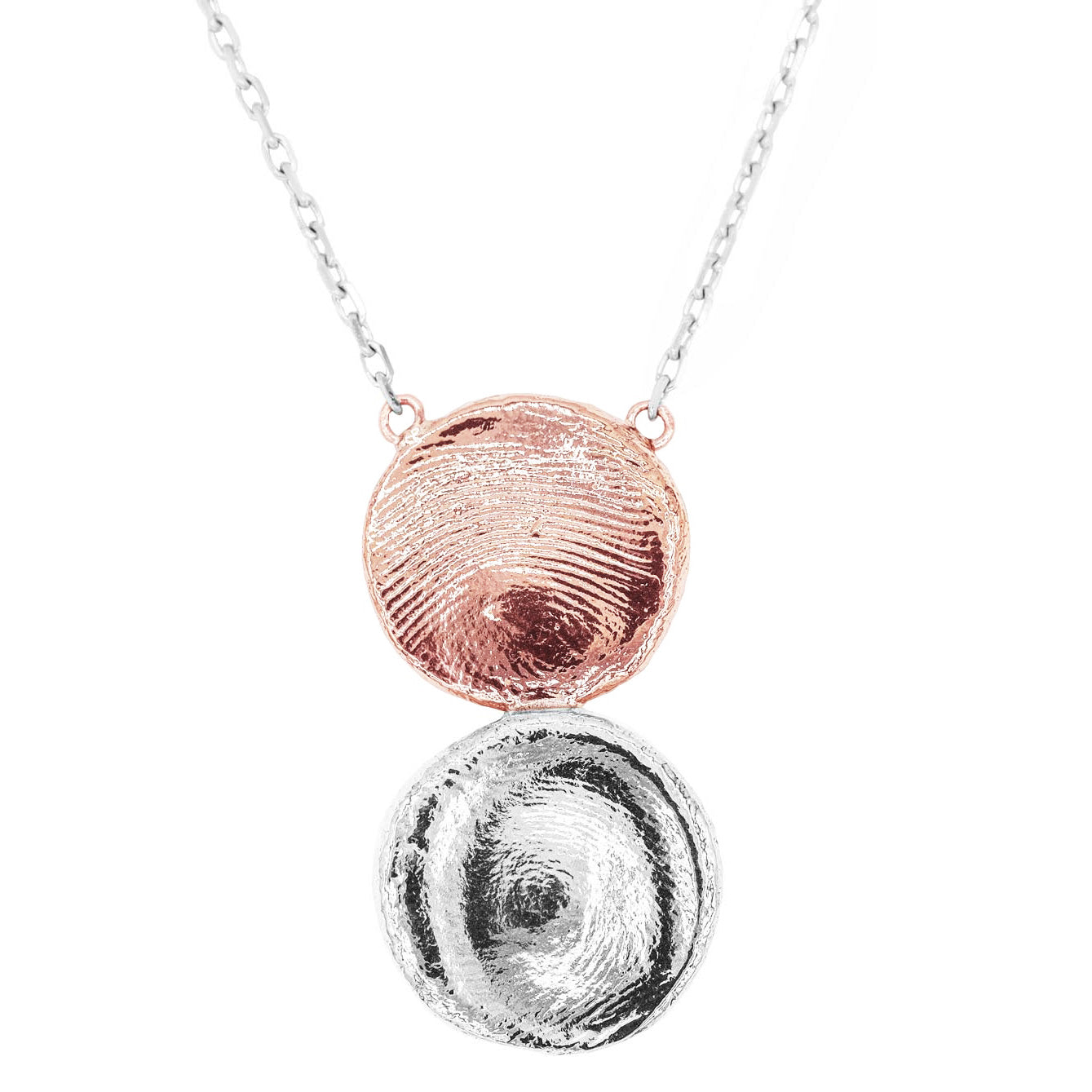 Double Fingerprint Necklace in solid gold