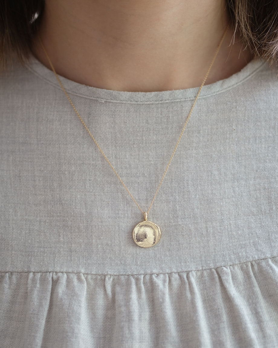 Baby Fingerprint Necklace in solid 14k Yellow Gold