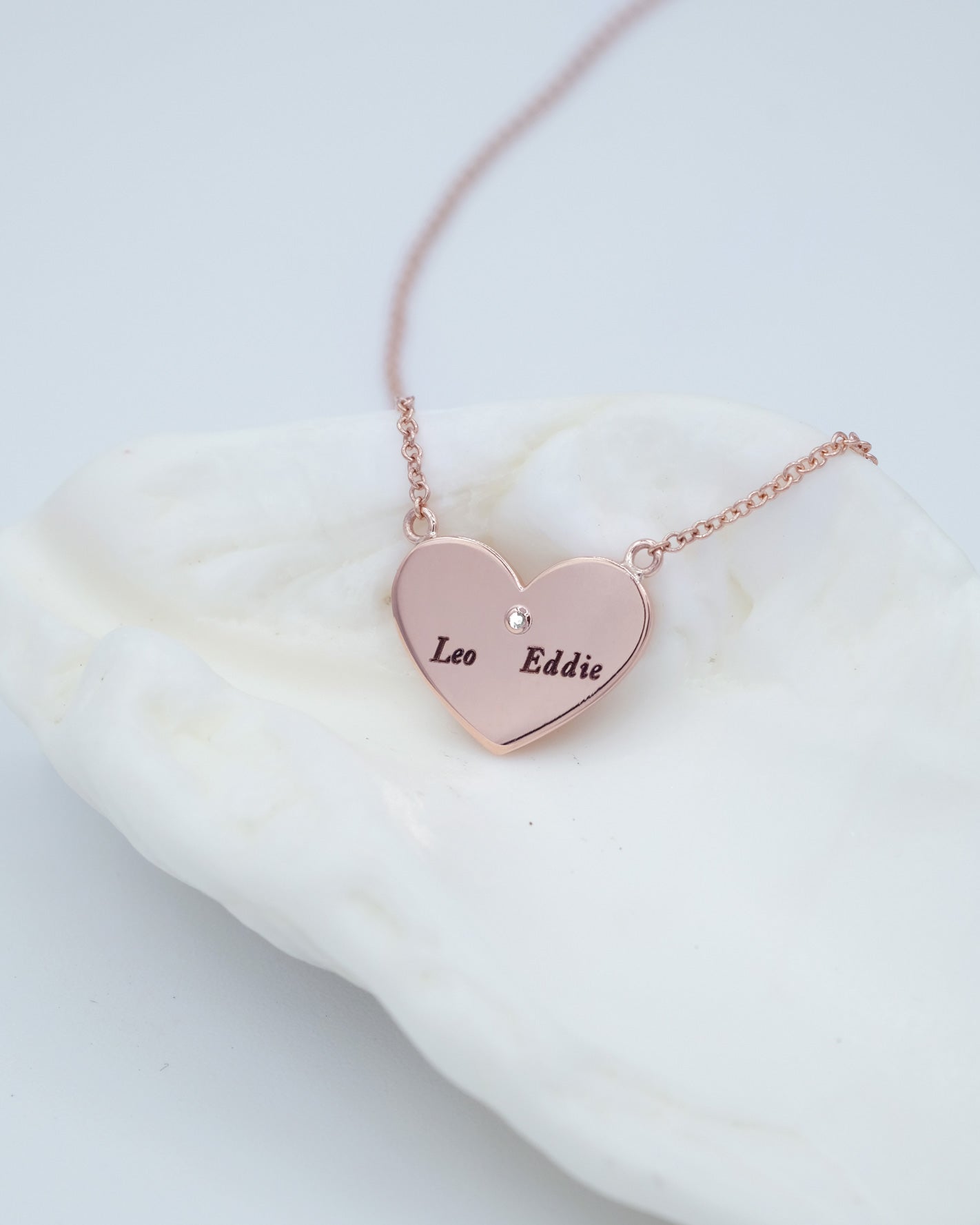 Footprints Heart Necklace with a Diamond