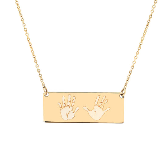 Handprints / Footprints Small Bar Necklace in 14K Gold