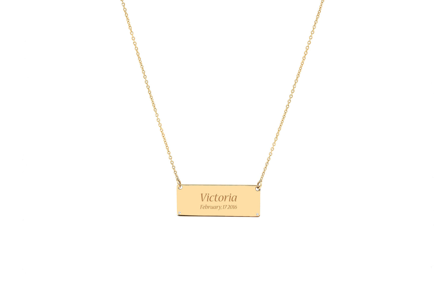 Handprints / Footprints Small Bar Necklace in 14K Gold with Diamonds