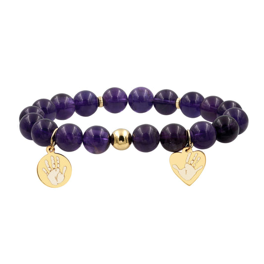 Handprint / Footprint Amethyst Bracelet in 14K Gold