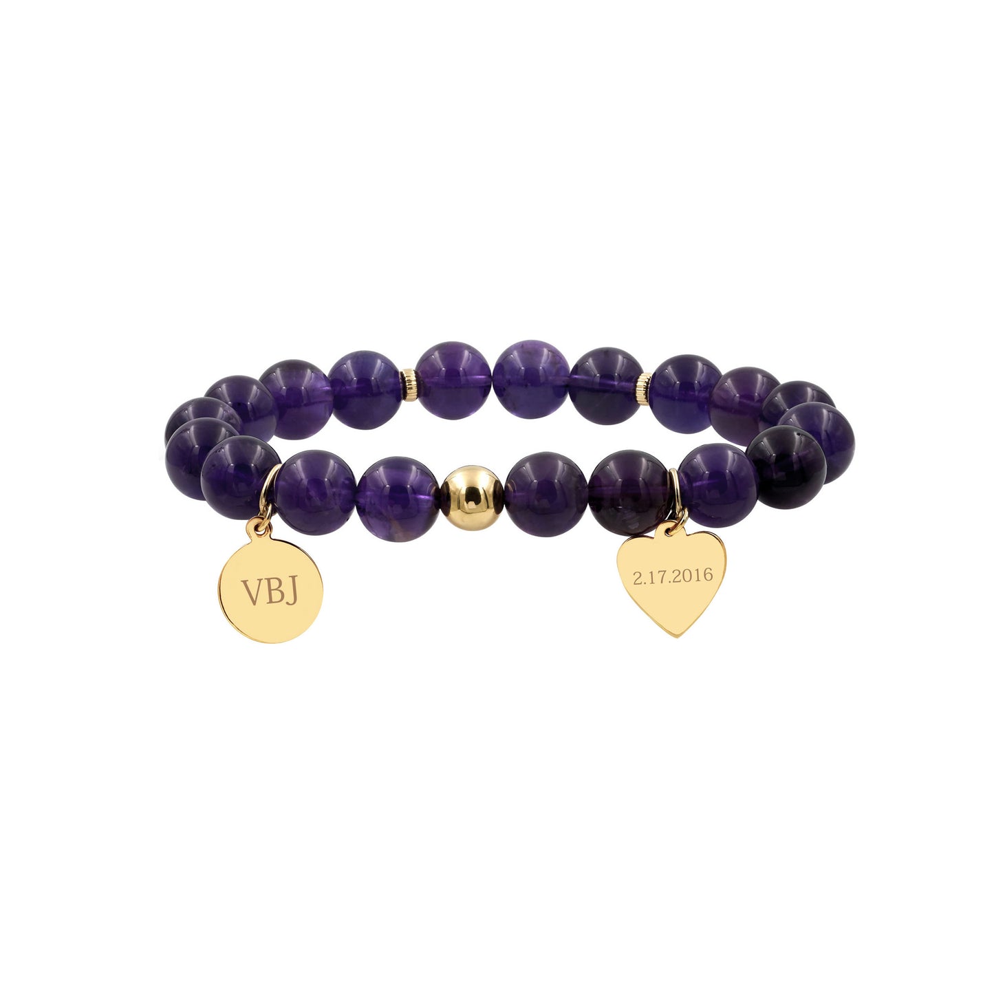 Handprint / Footprint Amethyst Bracelet in 14K Gold