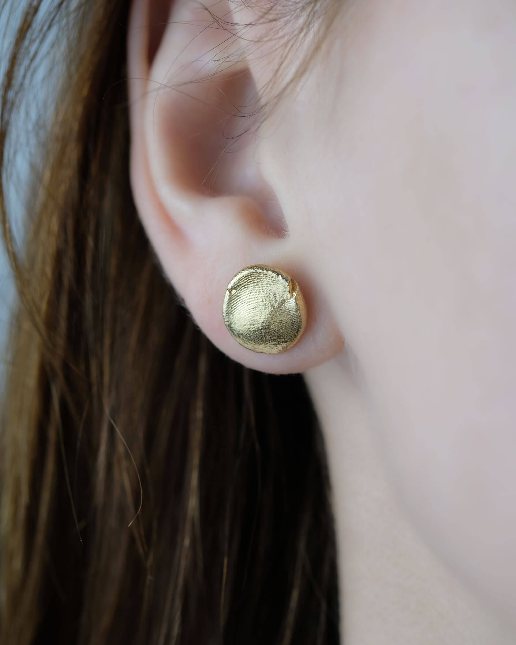 Baby Fingerprints Earrings in solid 14k or 18k gold by Matanai Jewelry
