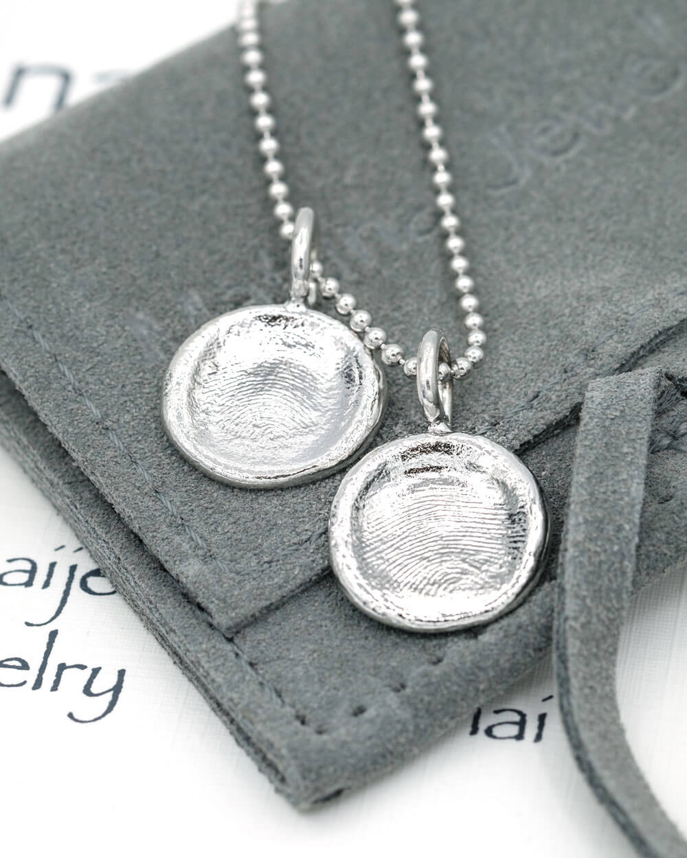 Ball Chain Fingerprint Necklace in sterling silver