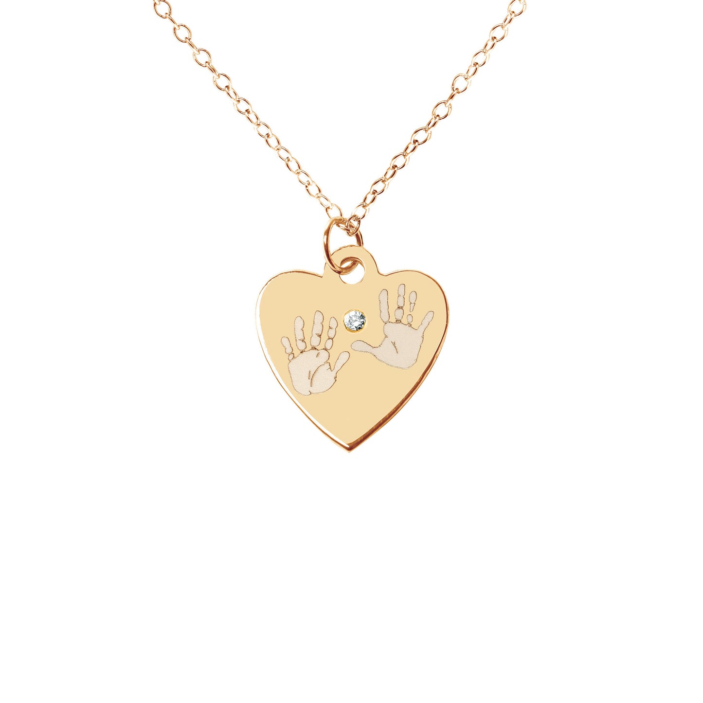 Handprint / Footprint Heart Necklace with a Diamond