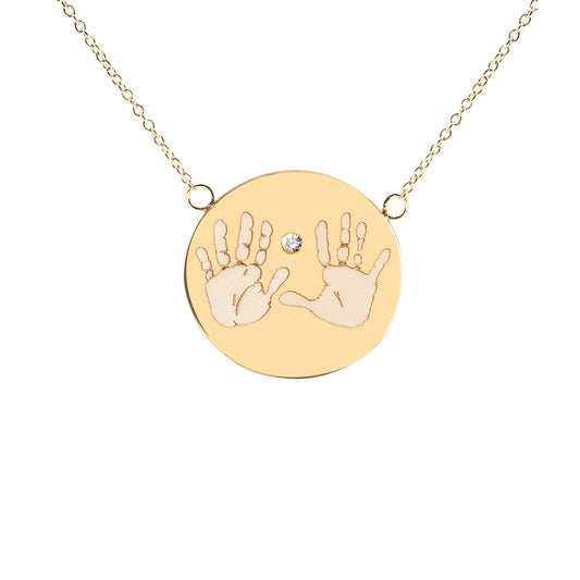 Large Round Handprints / Footprints Tag with a Diamond