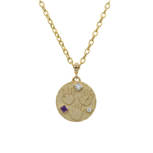 Handprints / Footprints Coin Necklace with 3 stones
