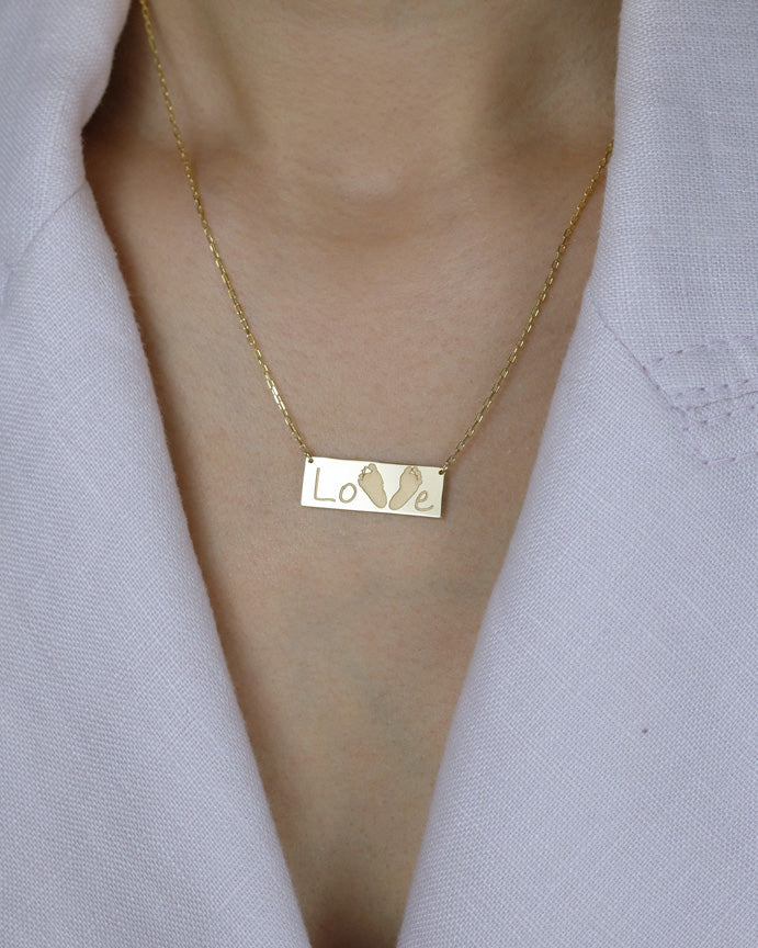Footprints Mathis LOVE Necklace in 14K Gold