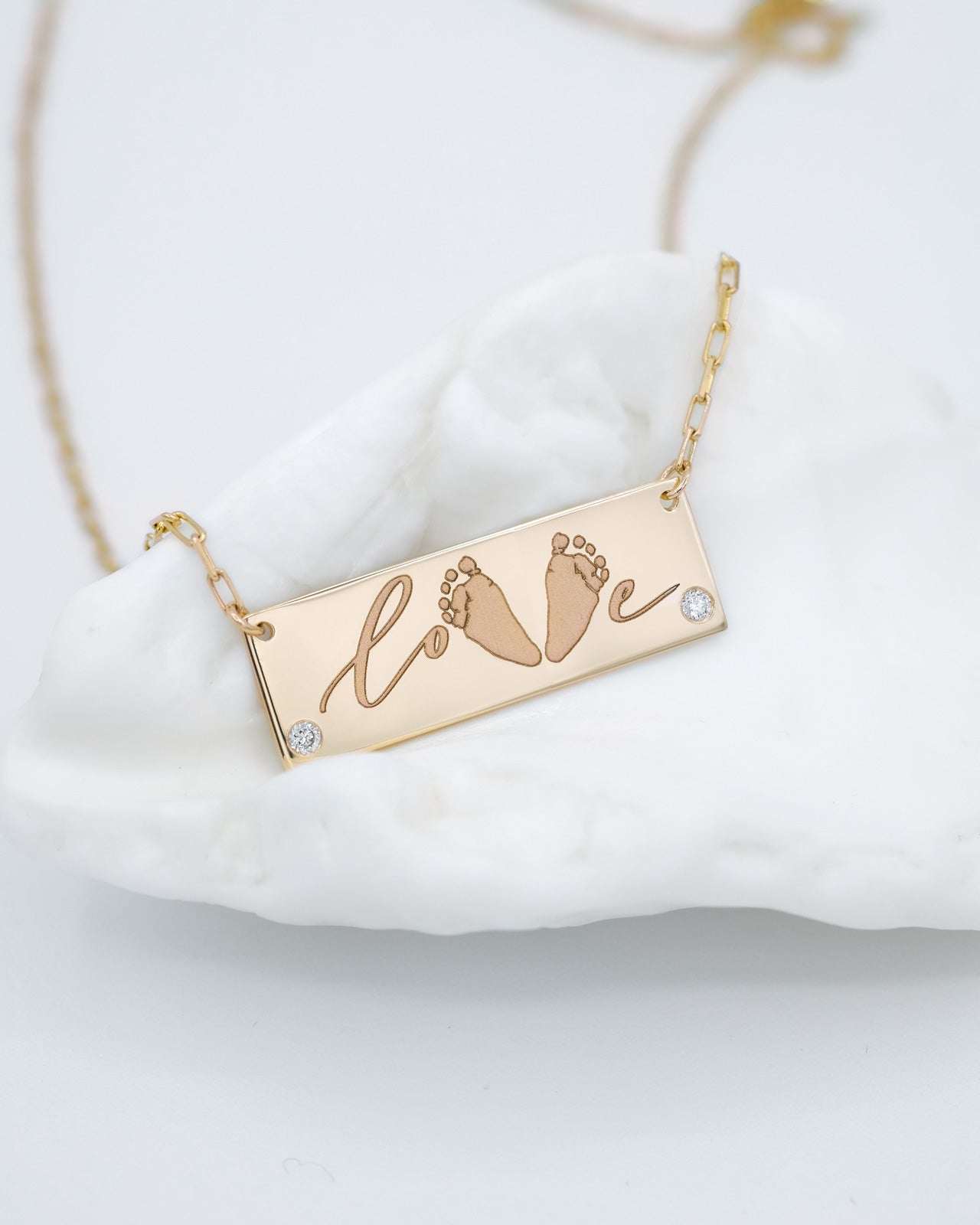 Footprints Mathis LOVE Necklace in 14K Gold with Diamonds