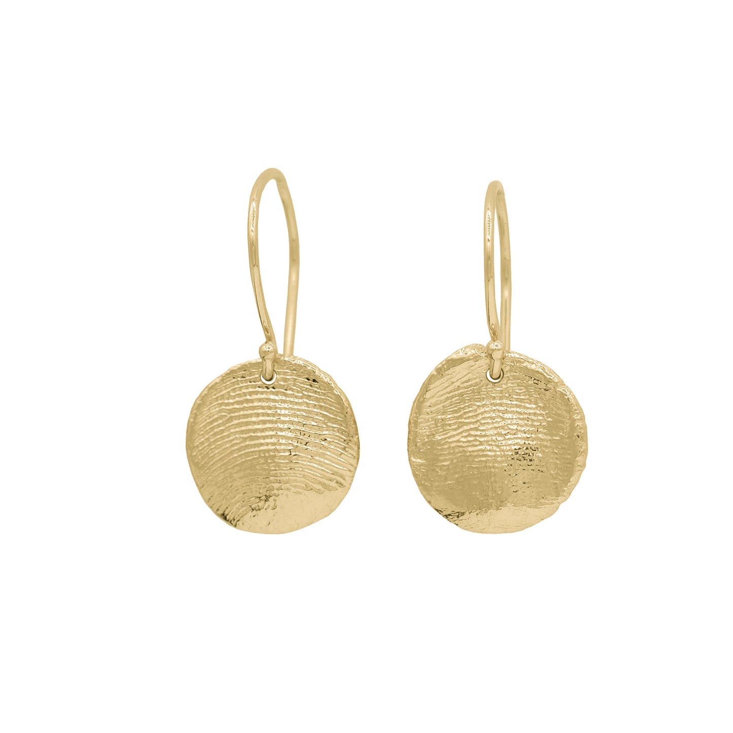 Mini Fingerprints Hook Earrings in solid gold