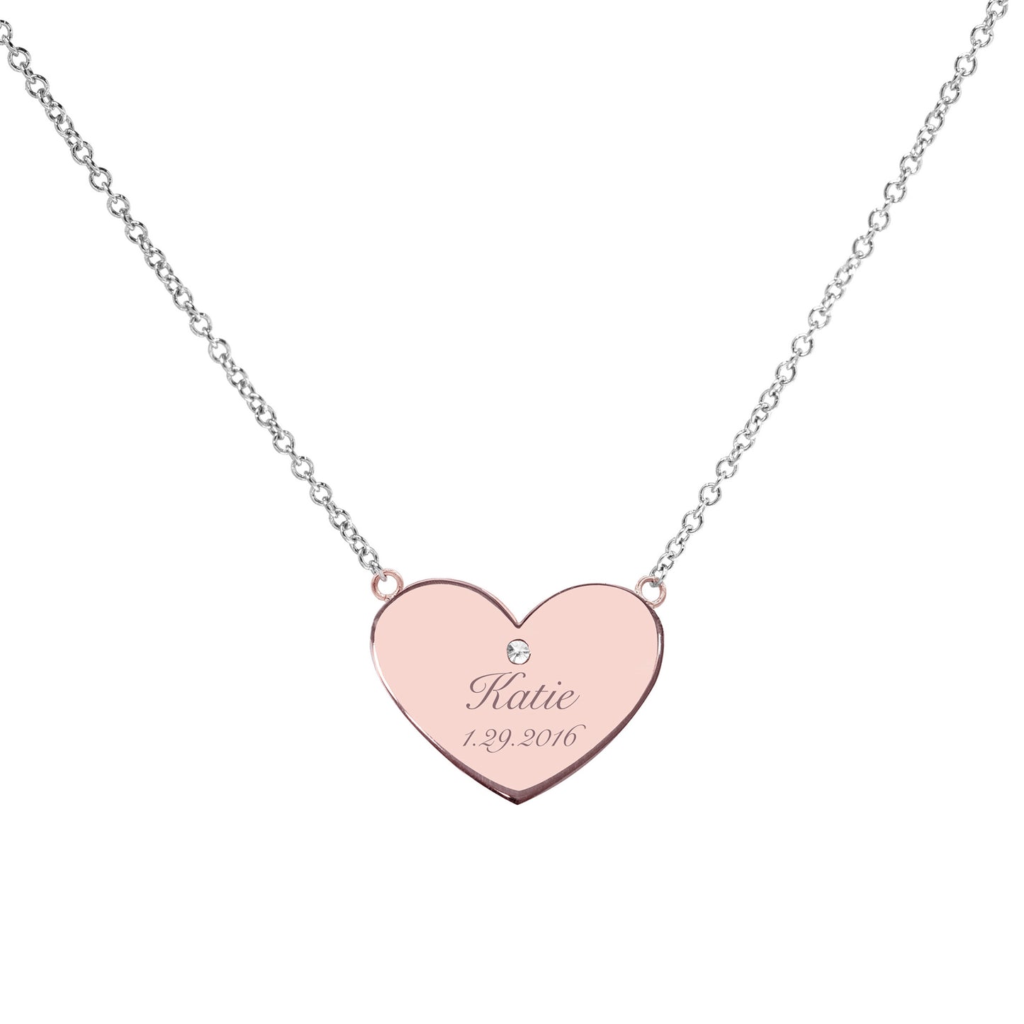 Footprints Heart Necklace with a Diamond