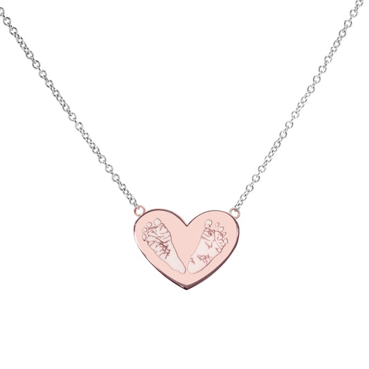 Footprints Heart Necklace